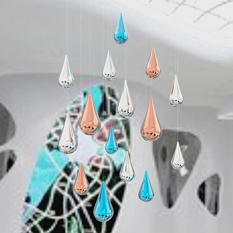 Metallic Gold Silver Blue Rose Gold Waterdrop Pendant 18-30cm Electroplated ABS Plastic Hanging Charm for DIY Jewelry Making