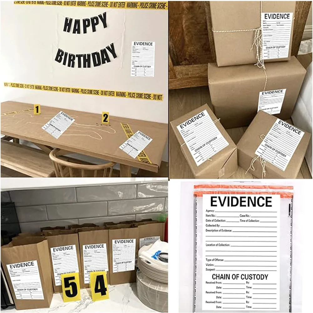 Self Adhesive Evidence Labels 4*6inches Stick on Evidence Stickers for Forensics Class, Theme Birthday Party 100Pcs