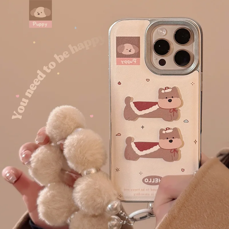 

Leather 3D Cartoon Puppy Apple16Phone case17promaxNew Year15ApplicableiPhone13Lanyard11