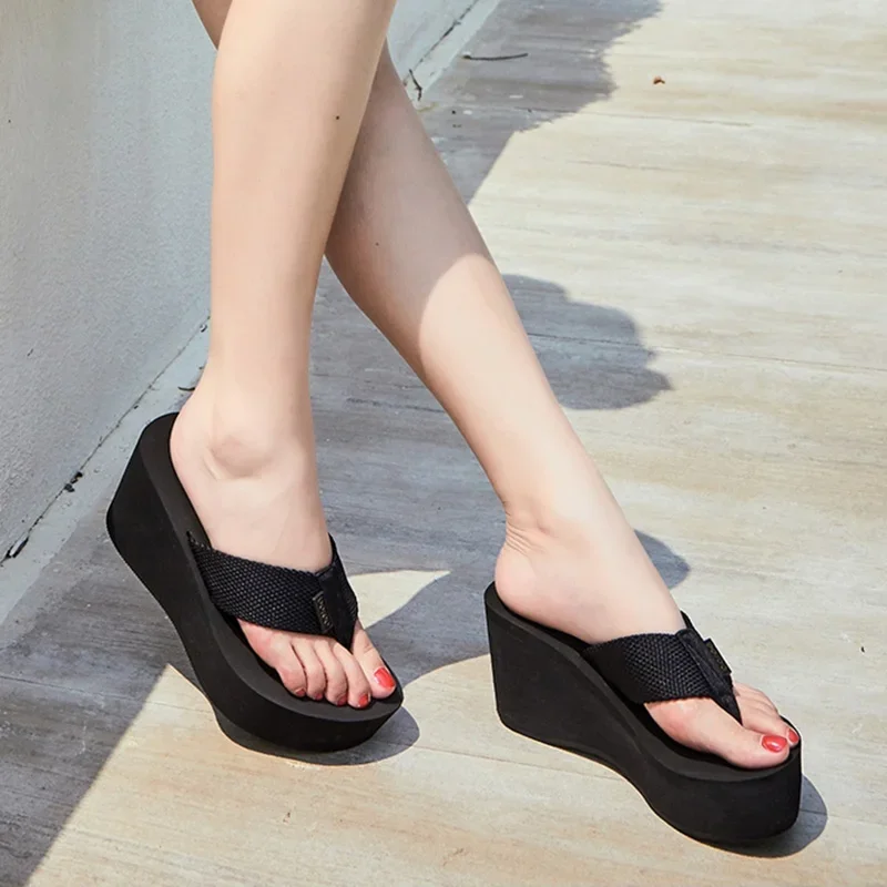 BOREE New Summer Women Slippers Wedge Platform Woman Shoes Beach Flip Flops High Heel Graphene Deodorant Non-slip Slides Sandals