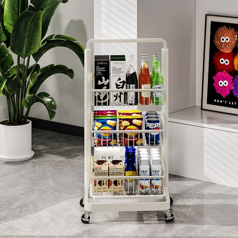 Aluminum Roll Cart Cream Style Snack Storage Shelf Adjustable Heavy Duty Utility Trolley for Living Room Kitchen Home Organizer