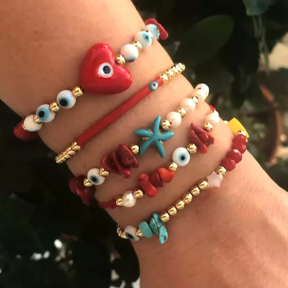 

10 Pieces Handmade Colorful Summer Classic Lucky Red Color Cotton Jewelry Bracelet Jewelry Gift