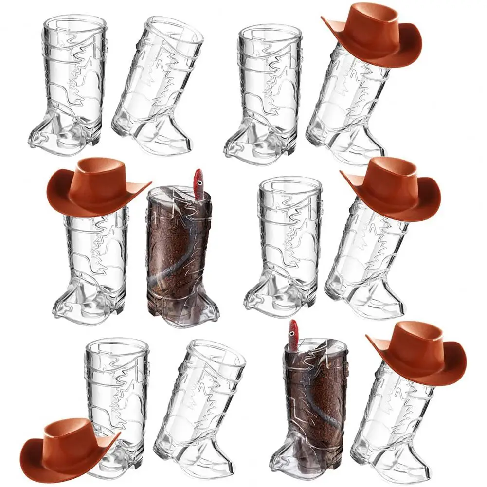 5 Pcs Cowboy Boots Wine Glasses Western Theme Party Tumblers Clear Plastic Transparent Mini Compact Birthday Party Beer Cups