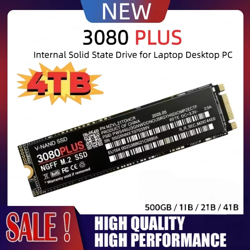 Original 3080 PLUS für Laptop Desktop PC 500GB 1TB 2TB 4TB SSD Interne Solid-State-Festplatte M.2 NGFF PCIe3.0 Hochgeschwindigkeit