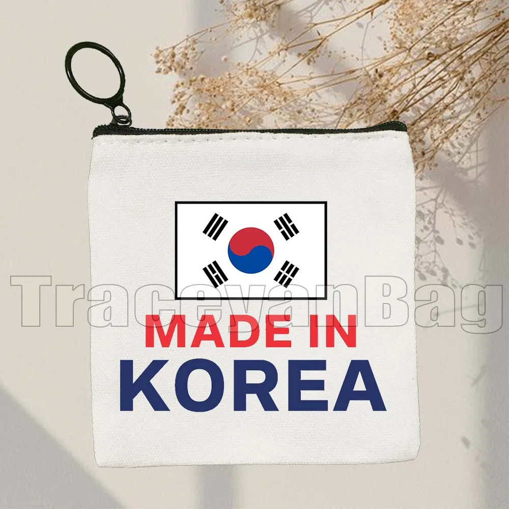 

Love Korea South Korean Flag Finger Heart K-POP Quotes Cute Kdrama Kpop Hangul Seoul Gifts Coin Purse Key Case Bag Wallet Pouch