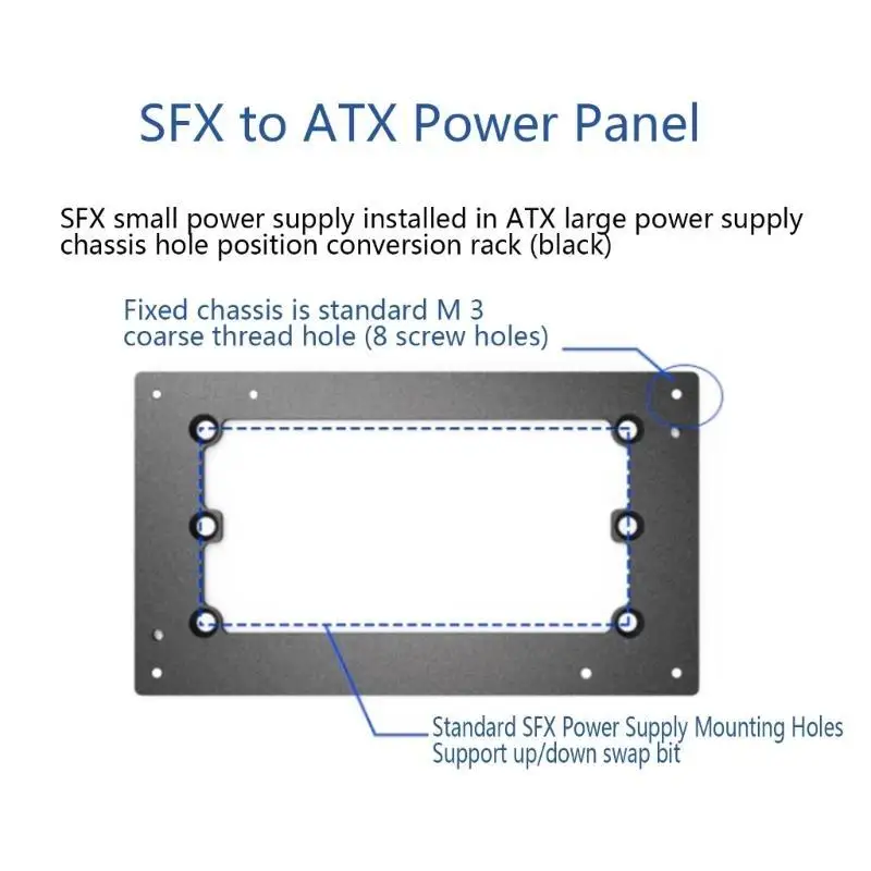 652F Atx to Power Supply Adapter All Aluminum Anodized Atx Large Power To Small Power Conversion Rack Bracket