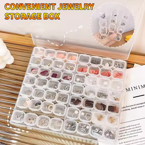 Portable Transparent 28 Grid Nail Enhancement Storage Box Tool Accessory Box Detachable Plastic Box Jewelry Diy Storage Box