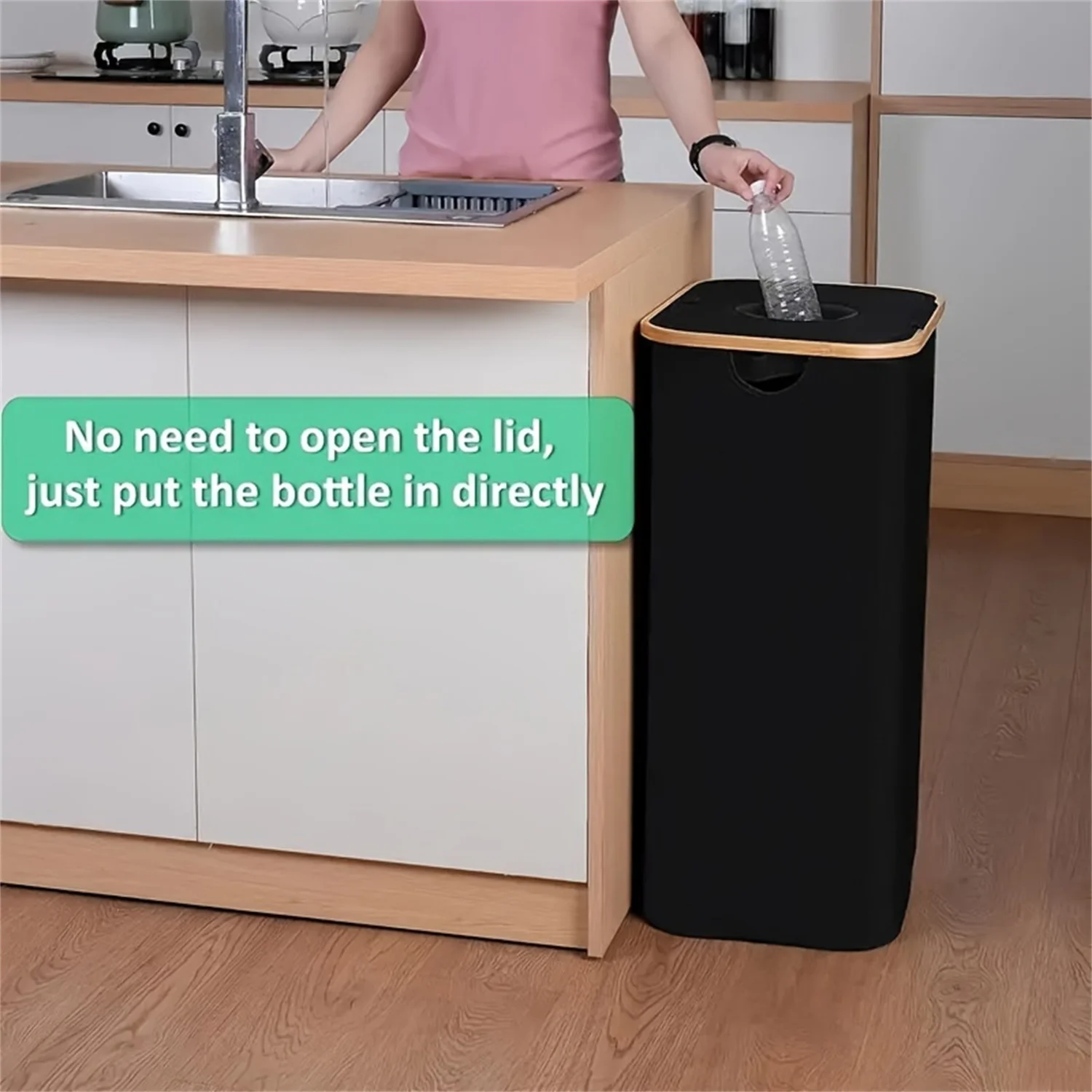 1 Set Kitchen Recycling Bin & Storage Bags, Kitchen Recycle Bin,100L Large Capacity Bottle Recycle Bin With Removable Tote Bags,