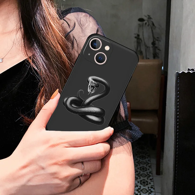 Ultra Thin Matte Soft Snake Cobra Python Phone Case For iPhone 16Pro 15 14 13 12 Mini 11 16 Pro Max 7 8 Plus XR SE Cover