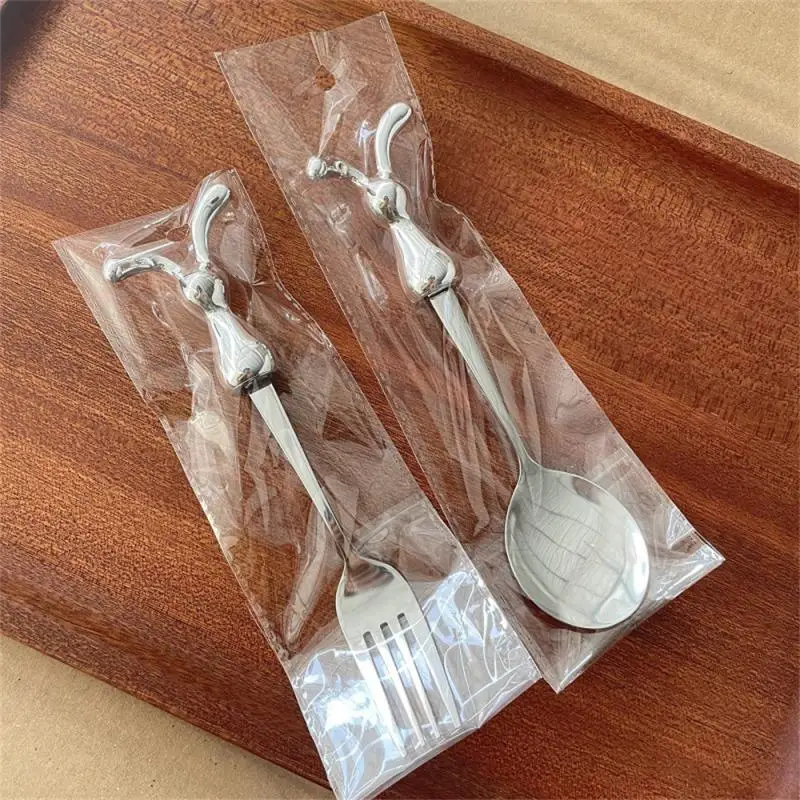 10/1PCS Stirring Stick Rabbit Pattern Prevent Scratches Powerful Smooth Fork Teeth Mirror Polishing Kitchen Tool Dessert Scoop