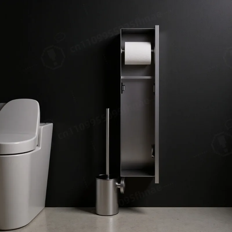 304 Stainless Steel Recessed Bathroom Niche Toilet Brush Tissue Holder with Divider Shelves