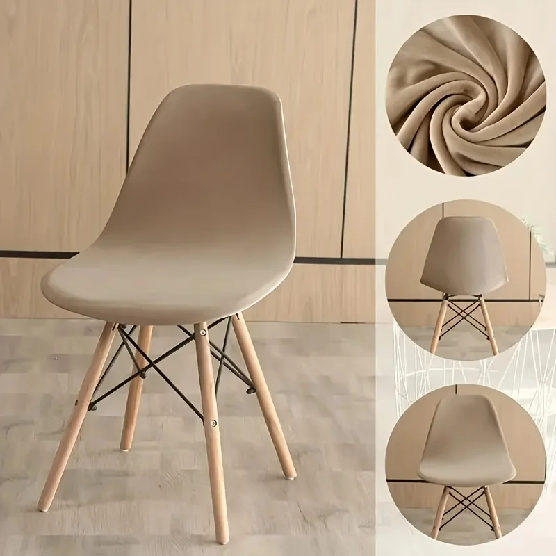 Silver fox fur shell dining chair cover with high elasticity and multiple colors, optional decorative home chair cover