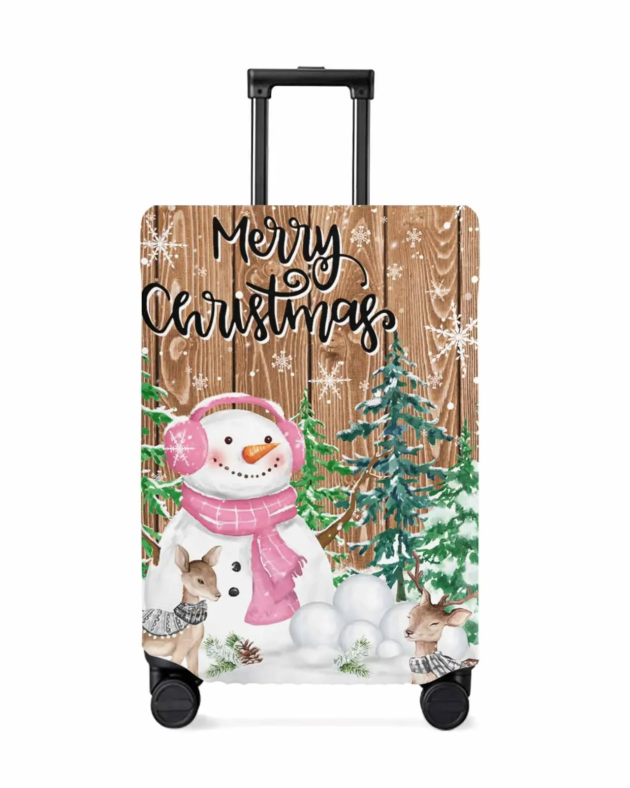 Christmas Winter Pink Snowman Protective Cover For Travel Accessories Suitcase Elastic Dust Case Protect Sleeve