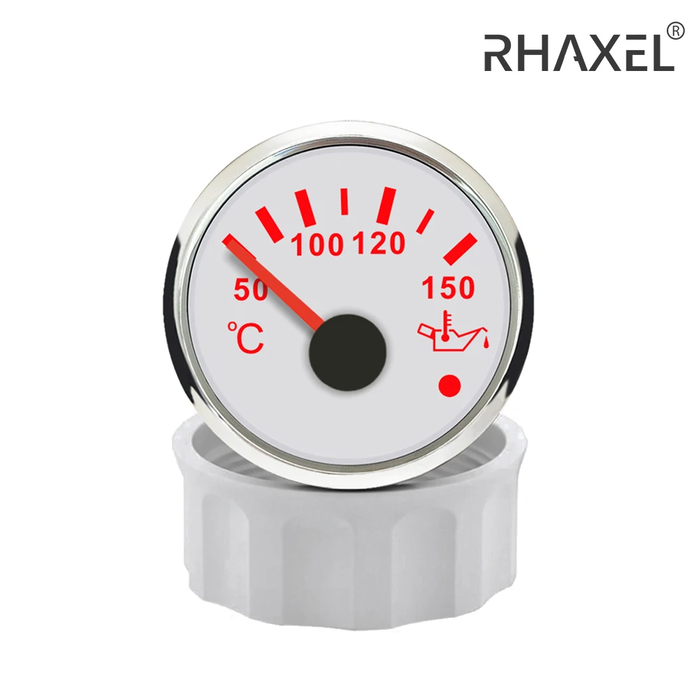 RHAXEL 2'' Waterproof Oil Temperature Temp. Meter 50-150℃ with Red Backlight for Car Boat Truck Vessels ATV with Alarm