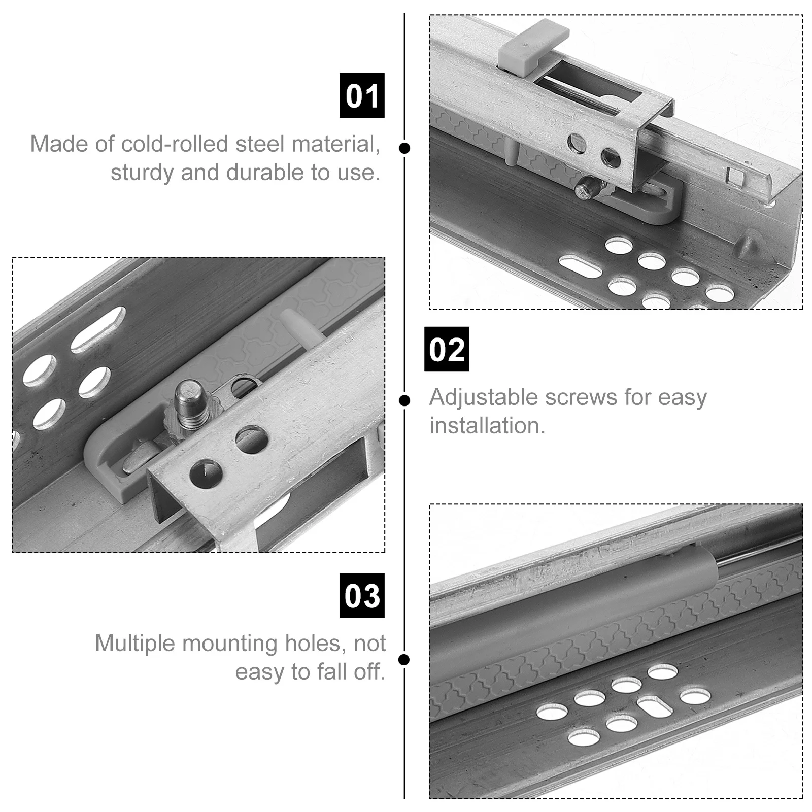 

2Pcs Heavy Duty Drawer Slides Soft Close Buffer Damping Cabinet Rails Replacement Full Extension Silent Smooth Operation
