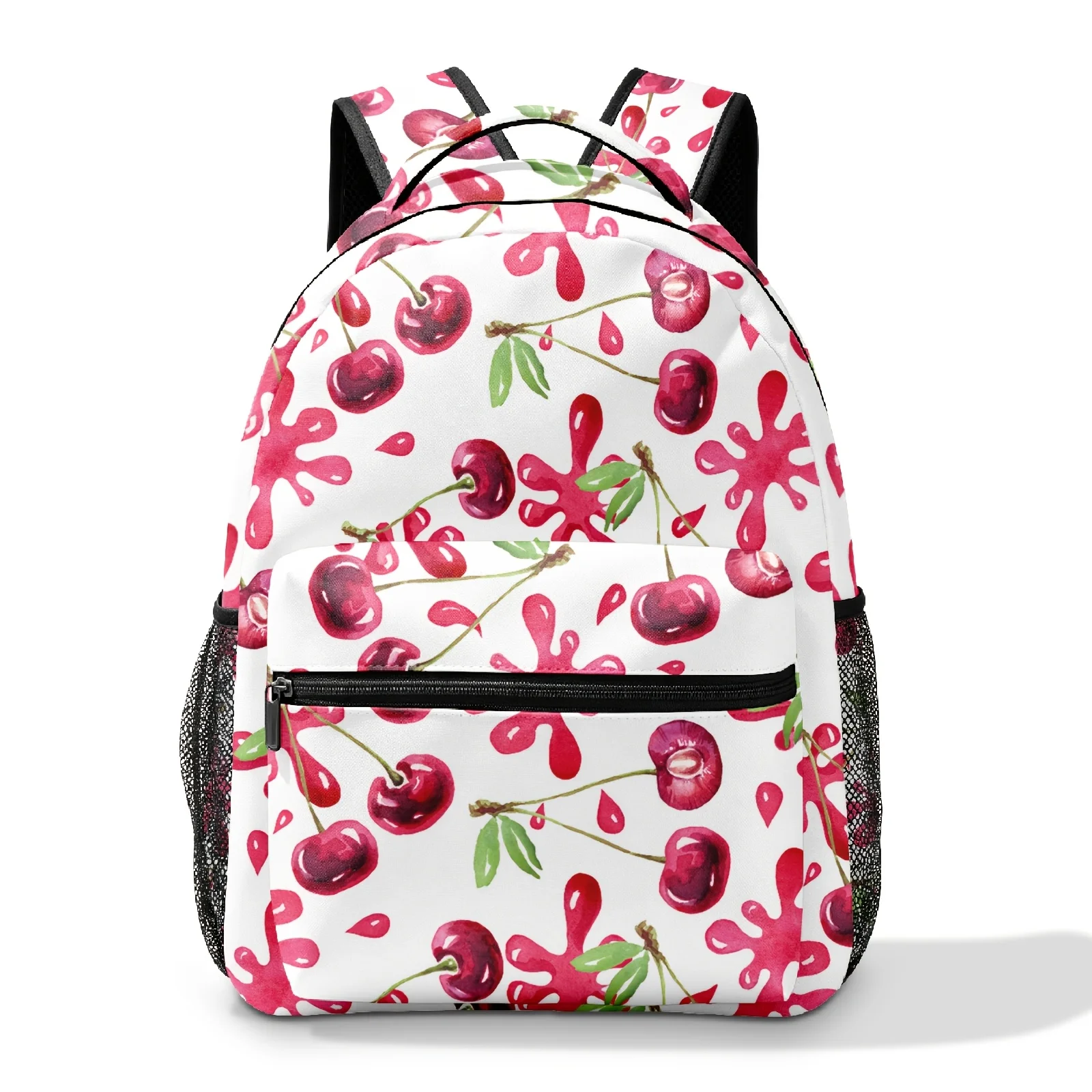 1pc of  and Stylish Design, Fully Printed with Cherry Patterns. This Backpack Features a Vibrant Red Ink-splatter Style
