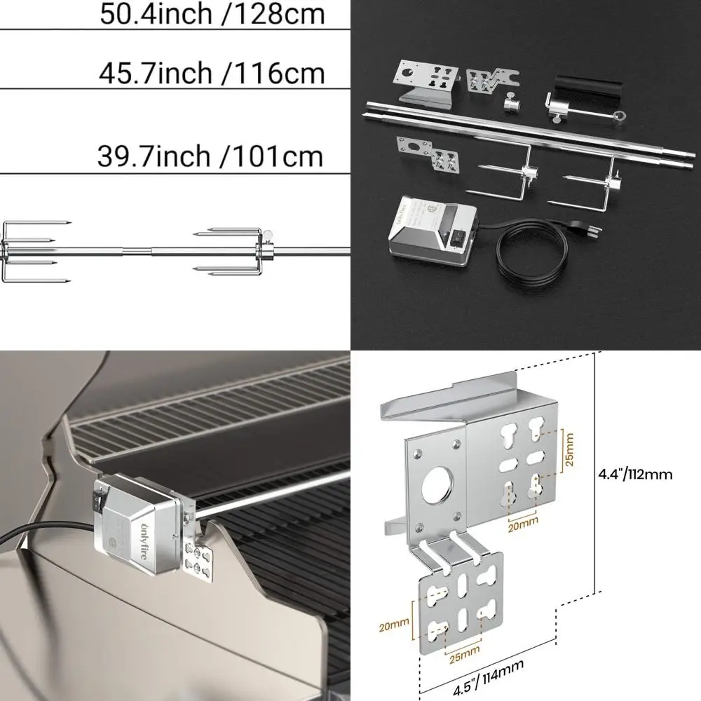 

Electric Motor BBQ Rotisserie Kit - 45 Universal Gas Grill Spit Rod, 110V