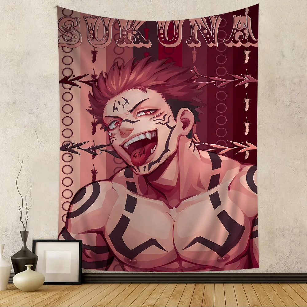 Jujutsu Kaisen Ryomen Sukuna Cartoon Hippie Wall Hanging Tapestries Bohemian Wall Tapestries Mandala INS Home Decor