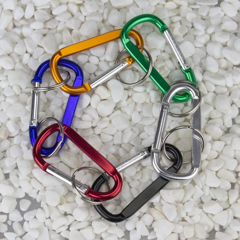 100 50 20Pcs Carabiners Keychain Ring Mini Caribeaner Clips Logo Custom Promotion Gift Snap Hook D Shape Ring Personalized