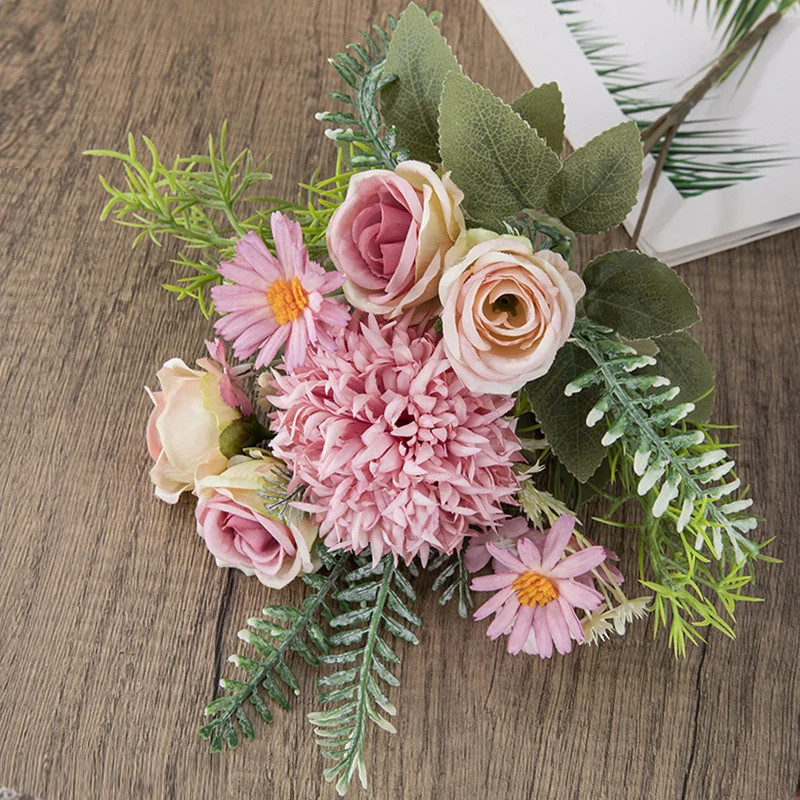 Fiori artificiali seta rosa dente di leone margherita Bouquet decorazioni per la casa fiori finti