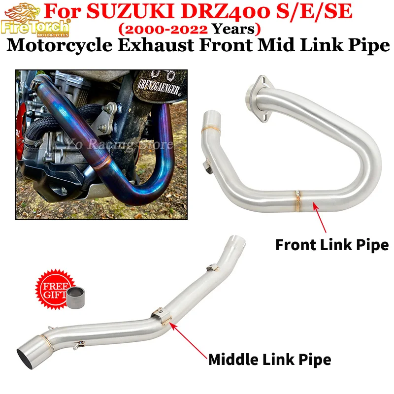 

For SUZUKI DRZ 400 2000 - 2022 DRZ400 S E SM DR-Z 400 DRZ400S Motorcycle Exhaust Dirt Bike Muffler Escape Front Middle Link Pipe