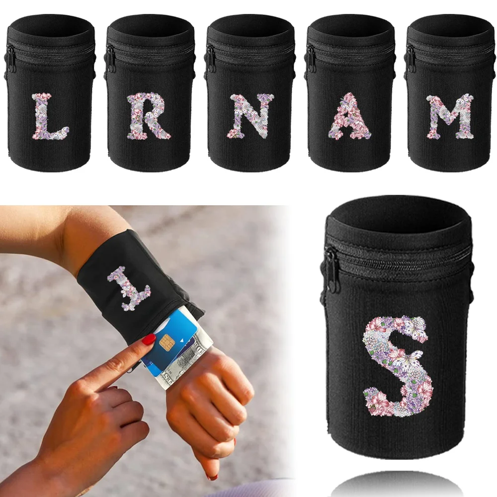 

Sports Wristband Bags Wrist Bag Protector Running Sport Safety Black Rose Flower Style Series Support Brace Wrap Wristband