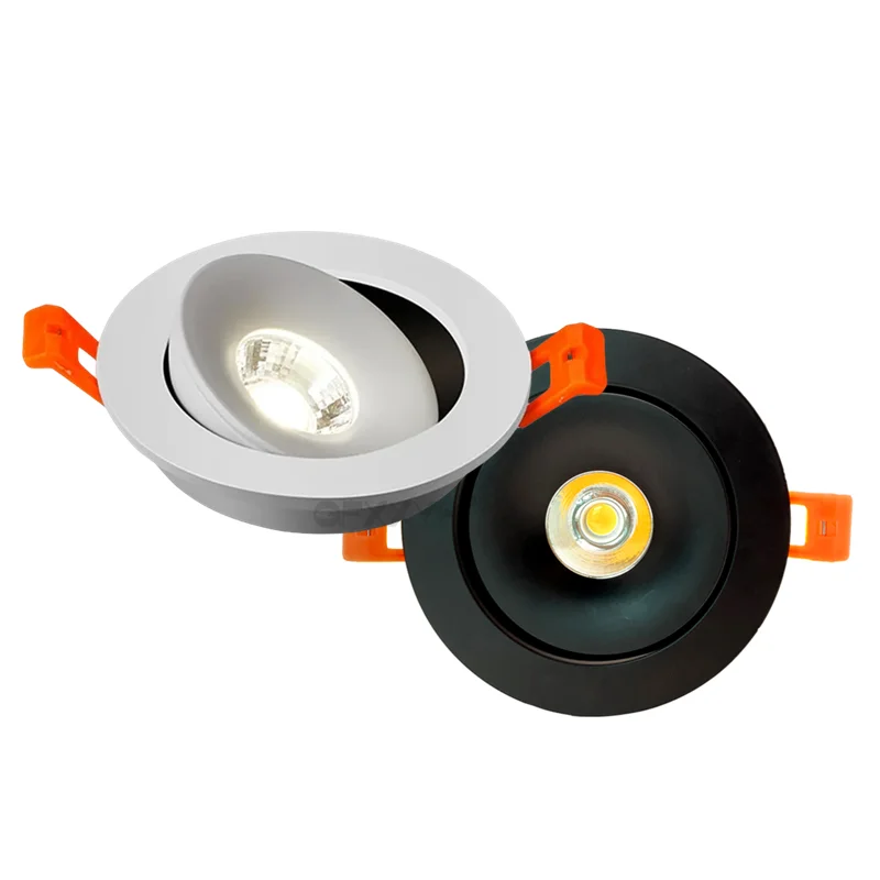 360° Adjustable Round Recessed Dimmable LED Black And White Ceiling Light 9W 12W 24W Background Spot AC110V-220V Indoor Lighting