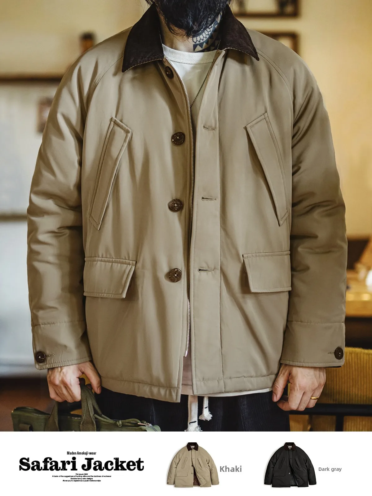 

Maden Thiened, теплое хлопковое жаре, сари, охотничья одежда, M, осенне-зимняя рабочая одежда, длинная застежка-молния, подходит