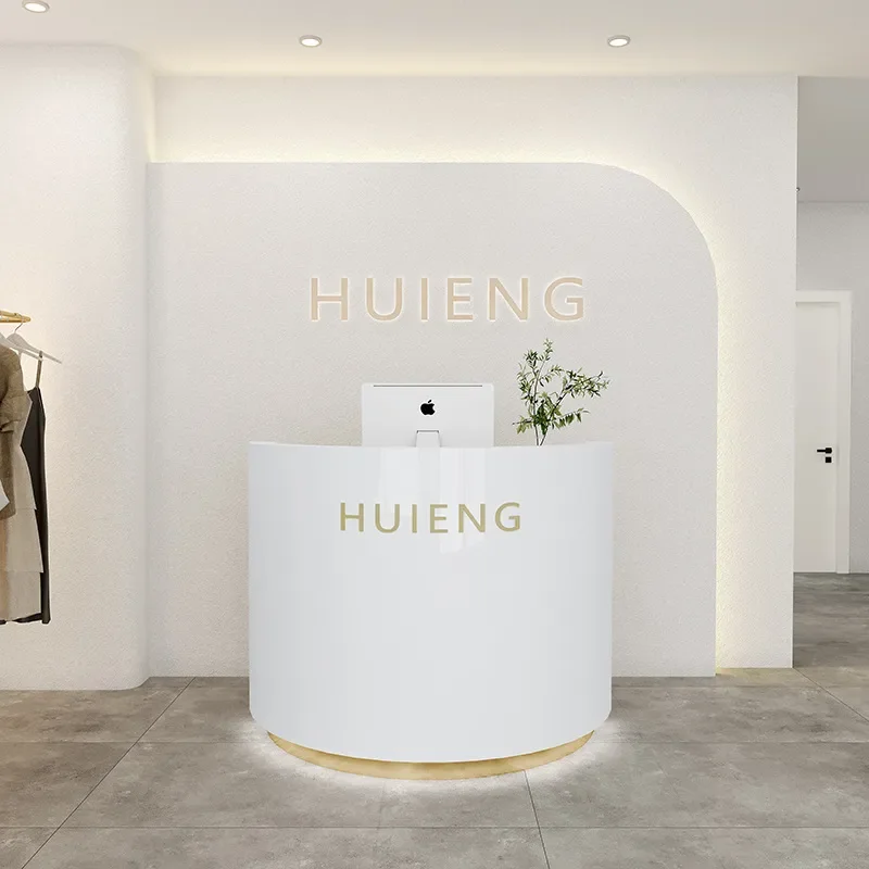 Curved Front Desk Reception Counter for Beauty Salon Clothing Store Bar Small Checkout Page Welcome Consultation Service