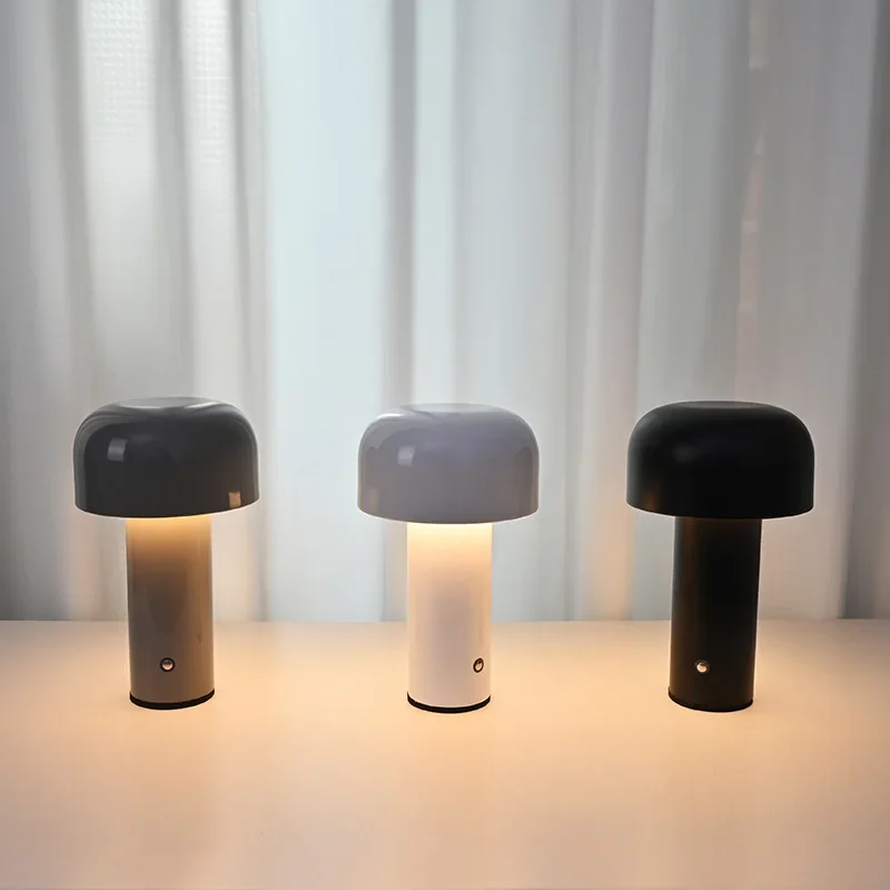 Lampe en frêne créative en forme de champignon, luminaire décoratif sans fil, style nordique, idéal pour une chambre à coucher, un bar ou une table