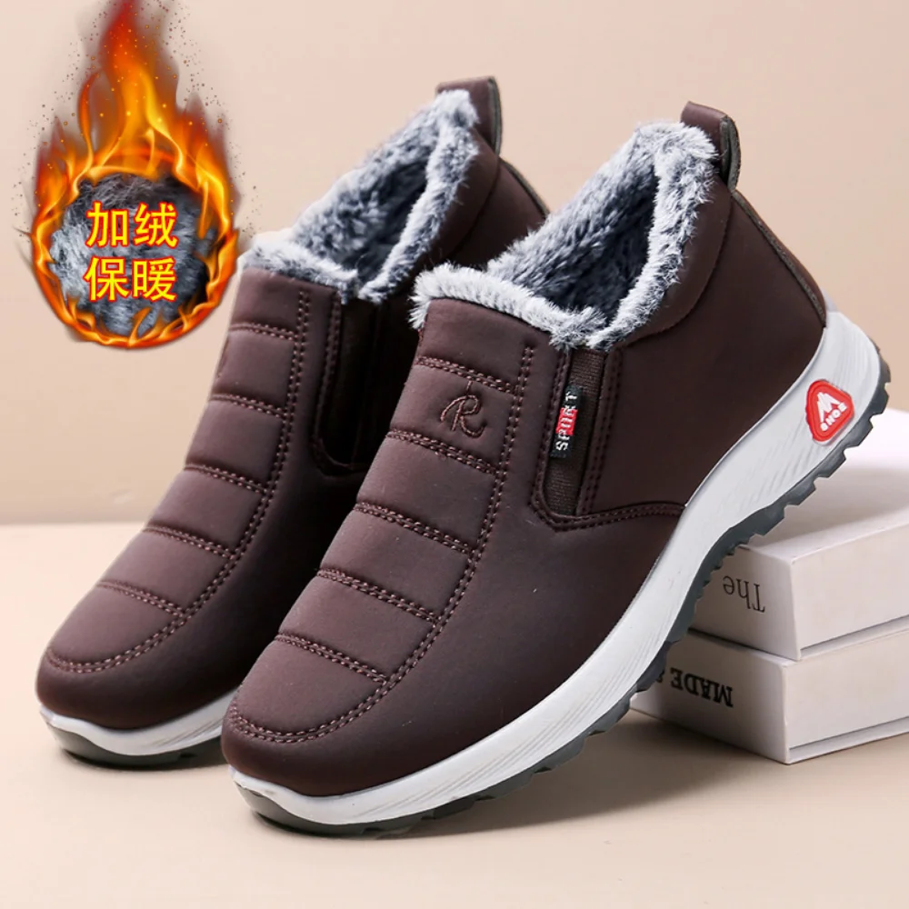 Men Boots Warm Fur Snow Boots Soft Bottom Casual Winter Sneakers Non-Slip Couple Shoes Men Ankel Boots Plus Size