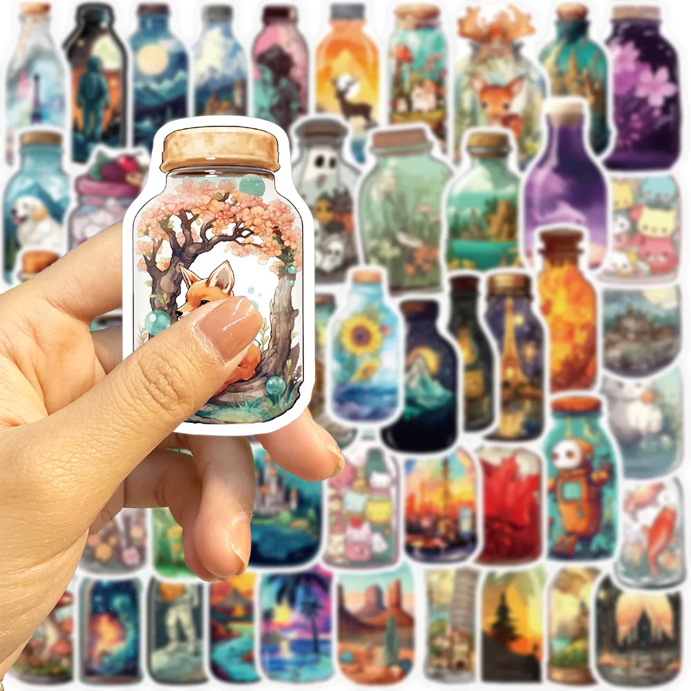 10/30/50PCS Cute INS Style Bottle World Cartoon Stickers Decals Decorative Stationery Scrapbook Notebook Diary Graffiti Sticker