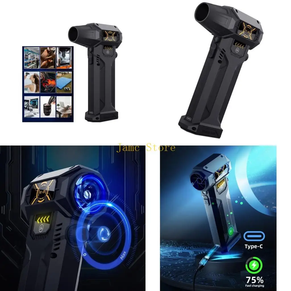 

LX0B Powerful Compressed Air Alternative – Electric Duster With LED, Rechargeable Battery 150000RPM For Home And Auto