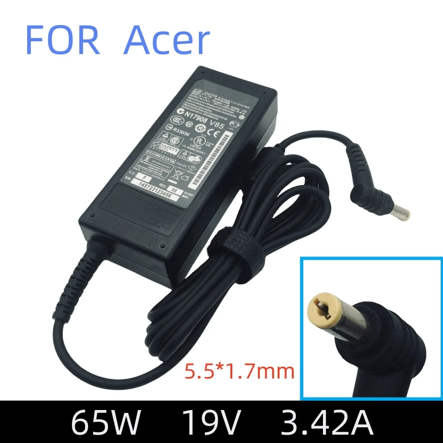 

19 В 3,42 А 65 Вт 5,5*1,7 мм адаптер зарядного устройства для ноутбука Acer Aspire V3 V5 1410 1680 1690 3000 5315 5336 6920 7100 ноутбука