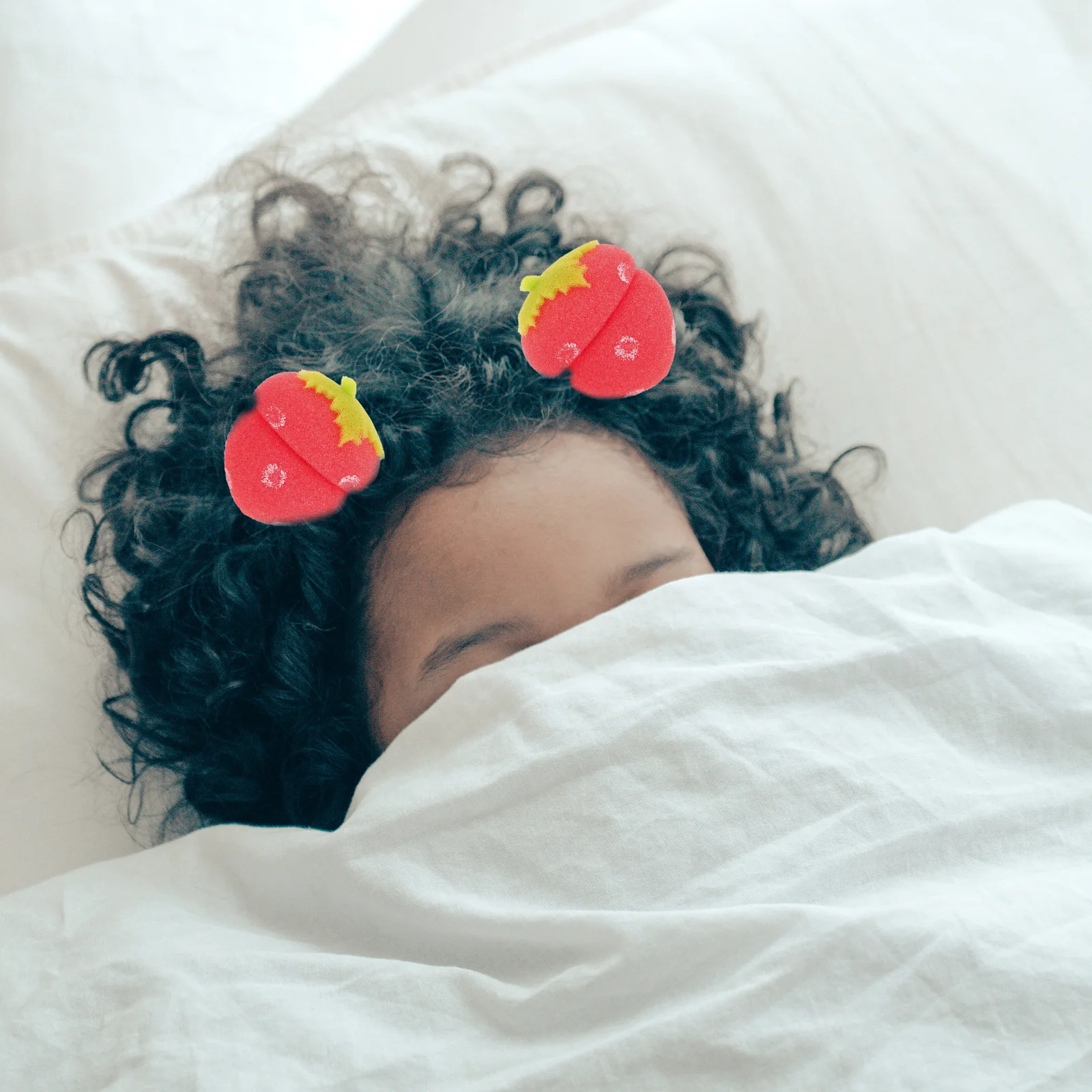 

12Pcs Strawberry Sponge Hair Rollers Red Soft Breathable Curlers for Overnight Natural Curl Styling Home Use Sponge Hair Curlers