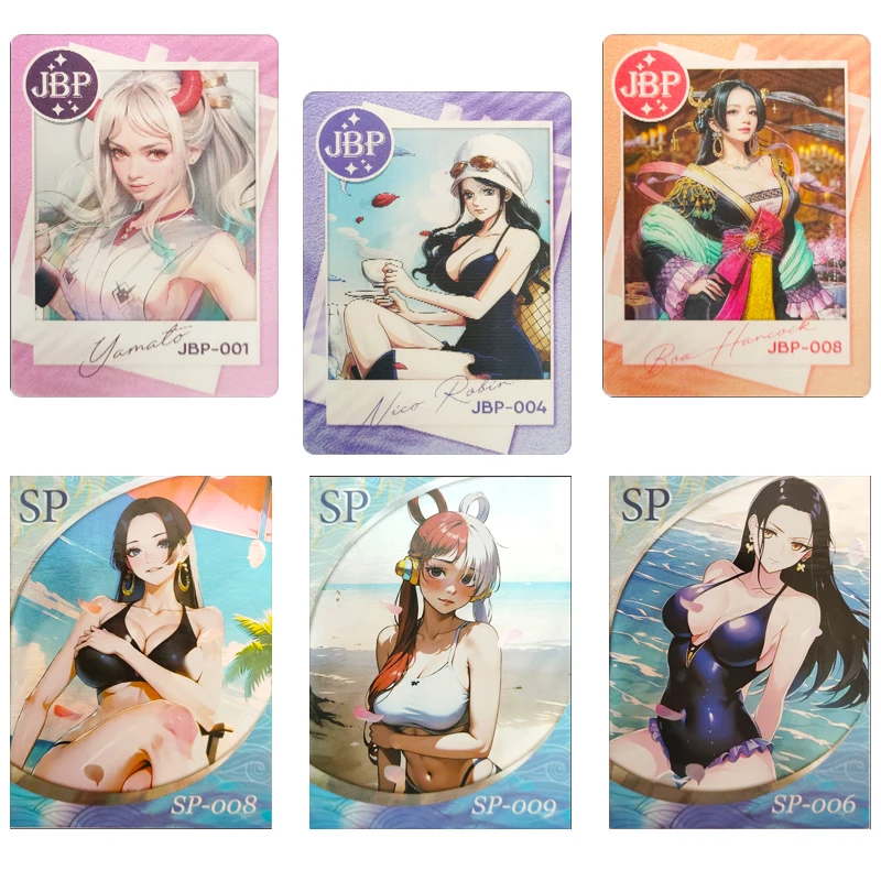 

9Pcs/set One Piece Nami Boa Hancock Nico Robin Anime Characters Bronzing Game Collection Flash Card Cartoon Toys Christmas Gift