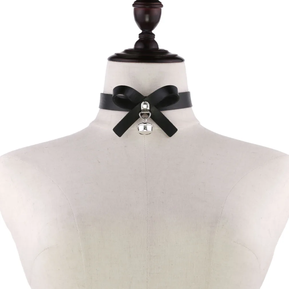 Bell Choker Necklace For Women Black Chocker Cute Bow Collar Girls Kawaii Cat Cosplay Costume Jewelry