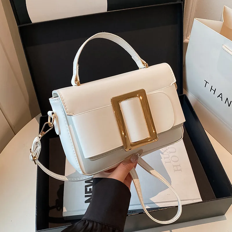 

2025 Solid Color Square Bag, Vintage Shoulder Purse for Women, Fashion Crossbody Tote, Chic Top Handle Bag, Minimalist