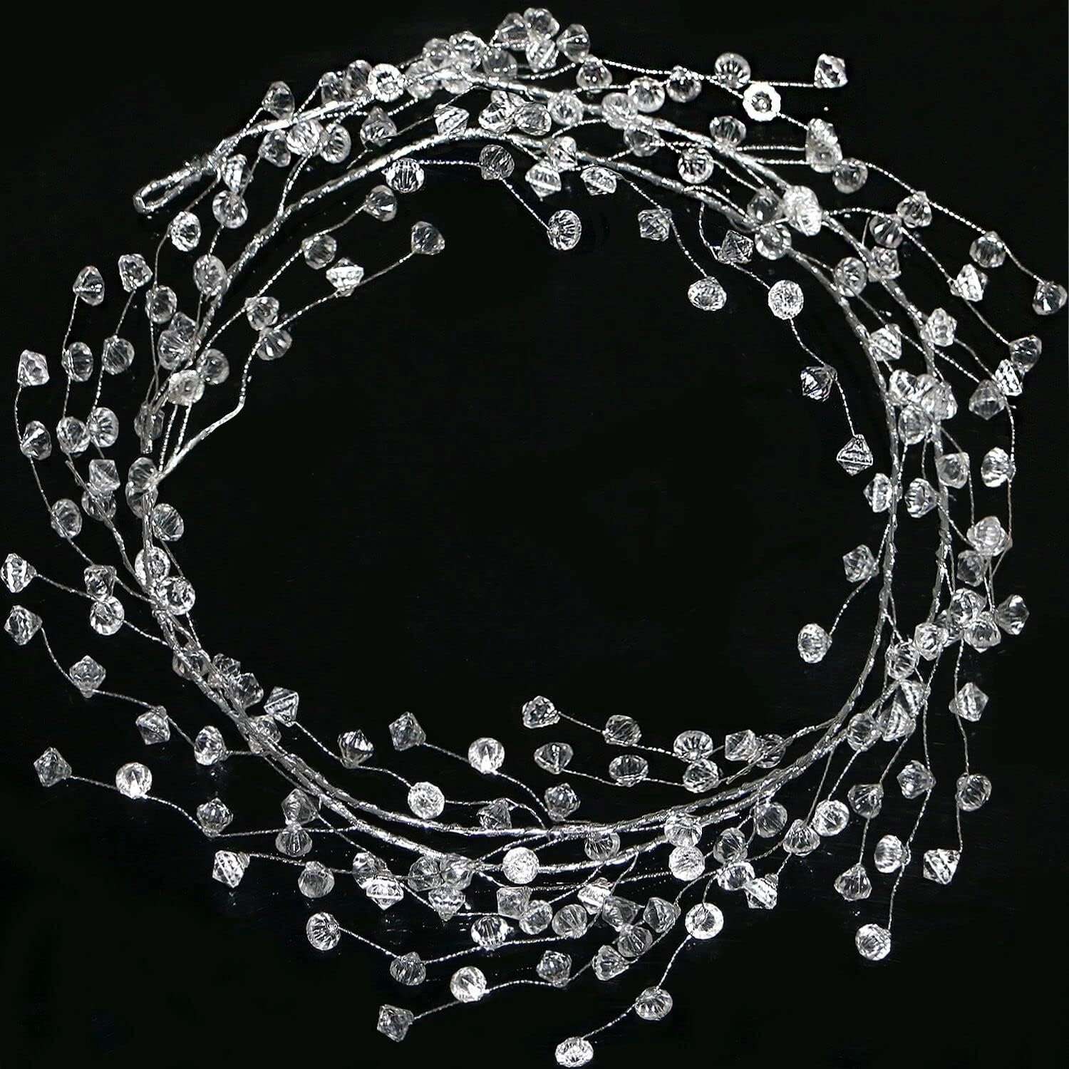 

20FT Clear Ice Wire Christmas Ornament - Crystal Diamond Garland - DIY Wreath Crafts - Christmas Tree Decorations - Plastic Jewe