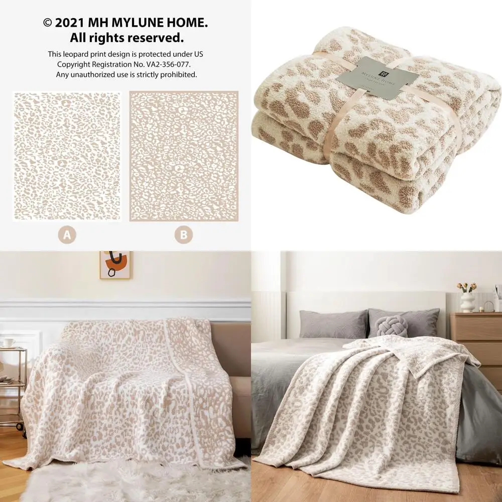 

Уютное двустороннее одеяло цвета хаки с леопардовым принтом и гепардом, 71x78 дюймов