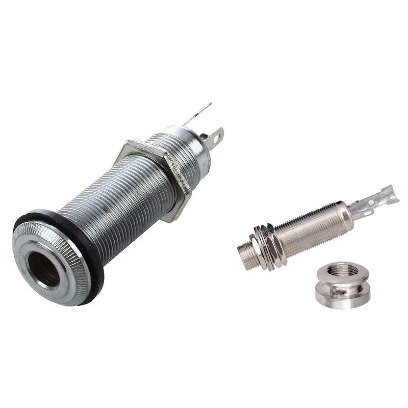 1X 1/4 Inch Chrome Cylinder Flush Mount Jack & A1347 1 Piece Guitar Bass End Pin Output Jack 1/4 Inch Mono Or Stereo