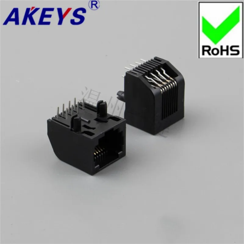 10 PCS RJ45 receptacle 57x8P8C-no edge-bevel-full plastic network receptacle crystal head seat 90 degrees RJ-45