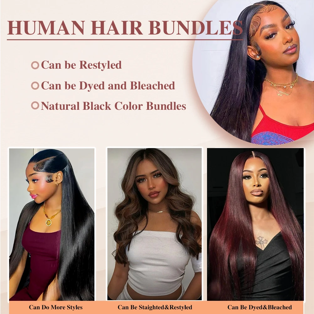 Straight Bundles Human Hair 10-26 Inch Hair Weave Bundles 100% Human Hair Extensions Natural Black Raw Hair Bundles 100G/Pcs - Image 5