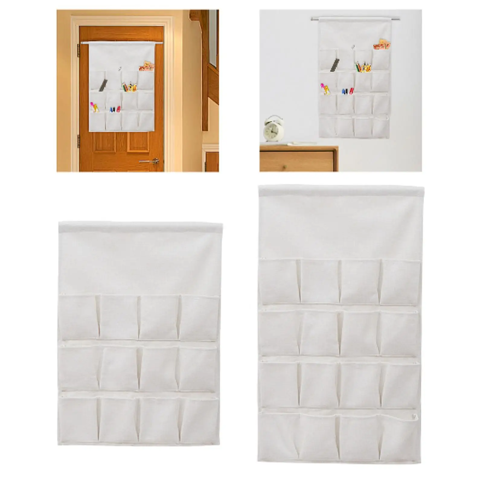 Hanging Storage Bag Organizer, Cotton Linen Storage Pockets, Door Hanging Organizer for Closet,