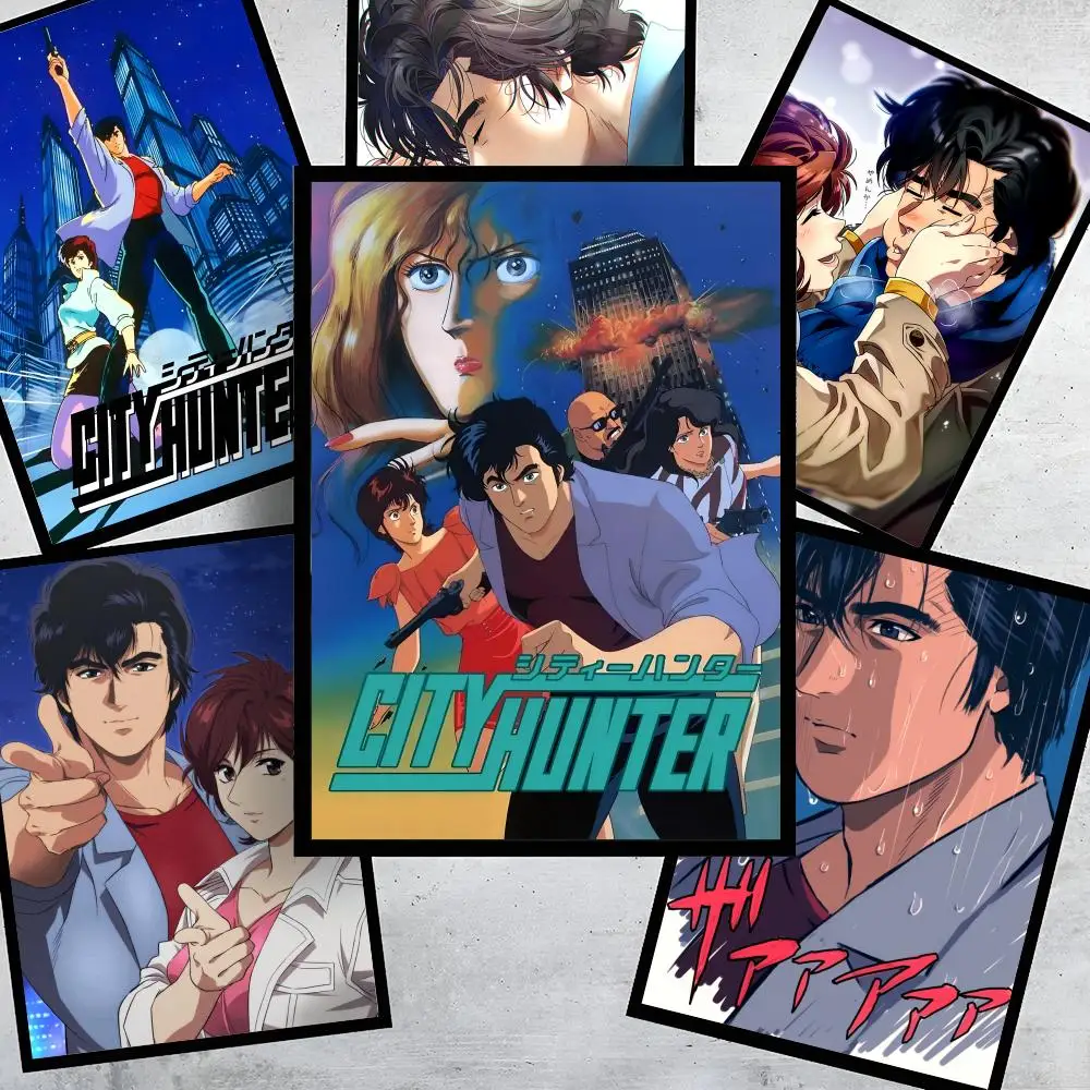 

City H-Hunter Anime Poster Stickers HD Painting Self-Adhesive Art for Bedroom Living Room Home Decor Modern Wall Decals Gift
