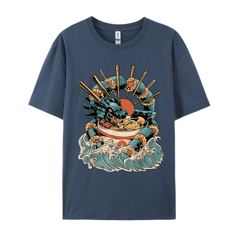 قمم رامين التنين السوشي مخصصة ، تي شيرت القطن الشباب ، تيشيرتات مضلعة #4