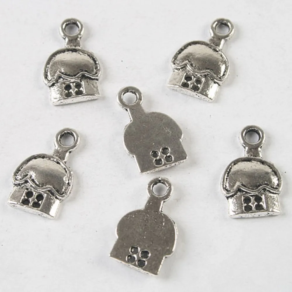 

25PCS 14.9x9.4mm DARK SILVER TONE HOUSE PENDANT CHARM H3866