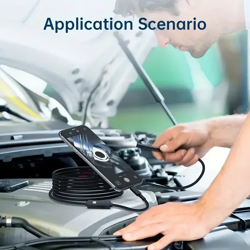 ​ ​ Mini caméra endoscopique 3 en 1 - Caméra serpent USB/Type-C pour PC Android et inspection de voiture ​ ​