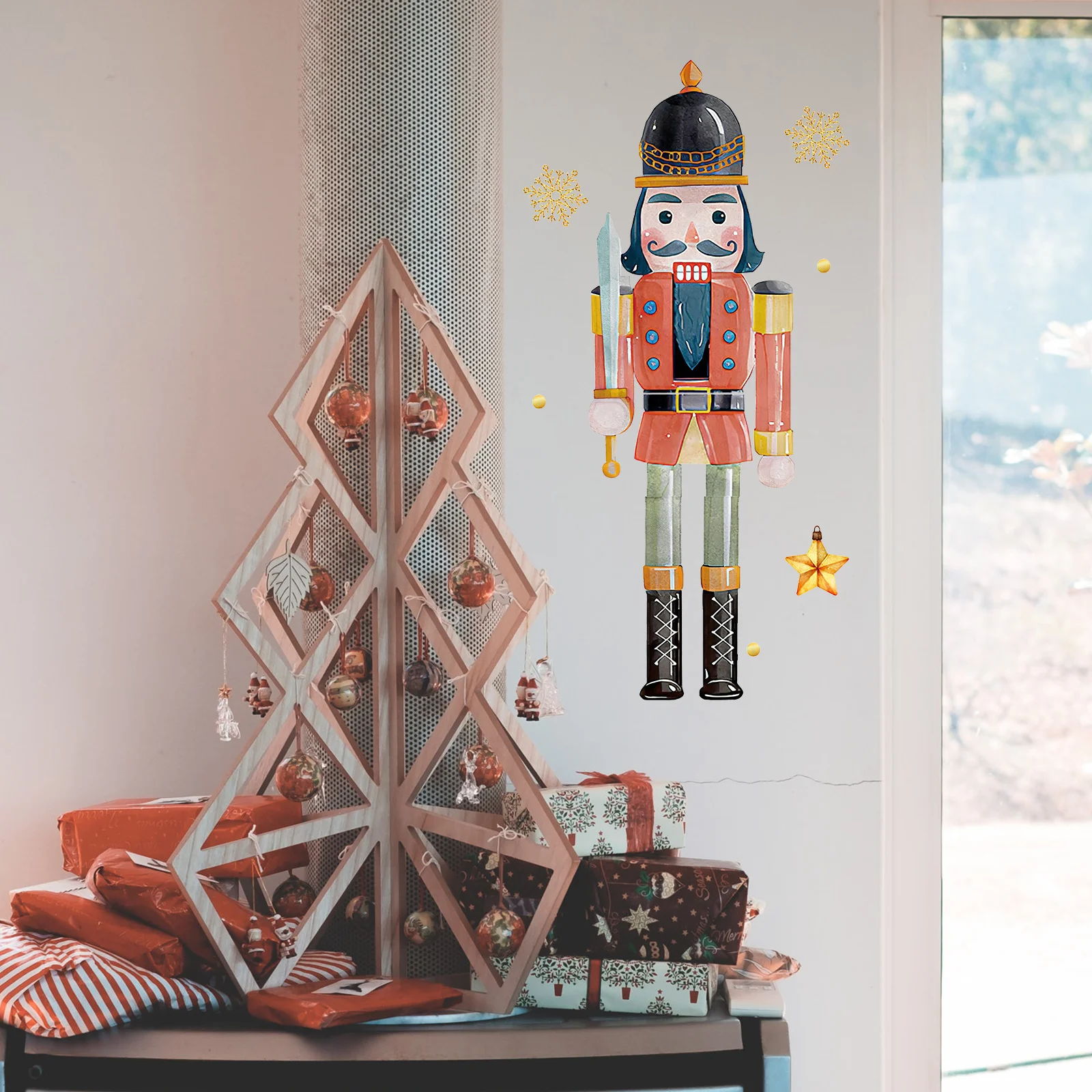 

1Set Christmas Nutcracker Stickers Holiday Door Decals Snowflake Wall Decor Classroom Xmas Window Christmas Window Decals