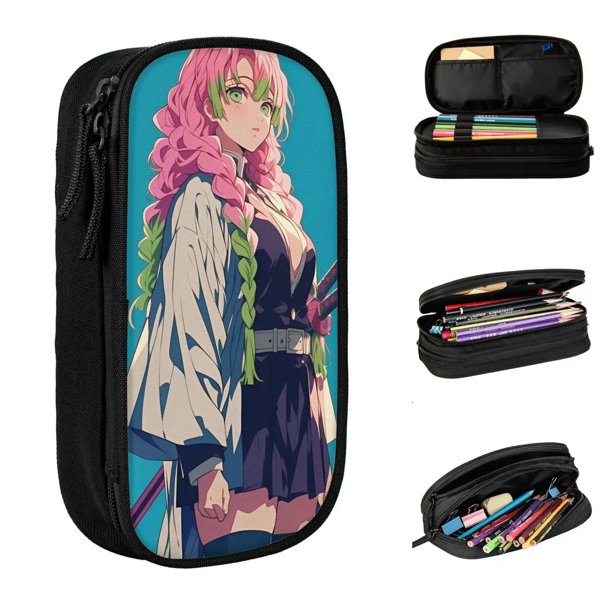 الحب هاشيرا ميتسوري كانروجي مقلمة متعة أنيمي شيطان القاتل حامل قلم حقيبة أطفال سعة كبيرة مكتب سستة pencelcases